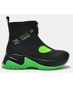 New In Koi Footwear Terrestrial Truth Alien 80's Boots Black Green