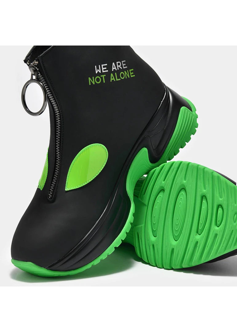 New In Koi Footwear Terrestrial Truth Alien 80's Boots Black Green