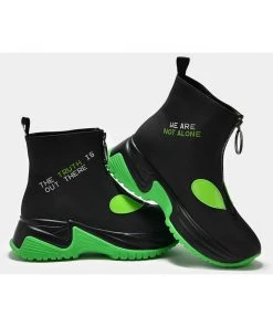New In Koi Footwear Terrestrial Truth Alien 80's Boots Black Green