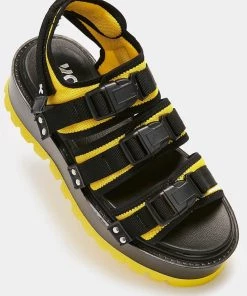 Koi Footwear Asteroid Matrix 80's Sandals Black Yellow