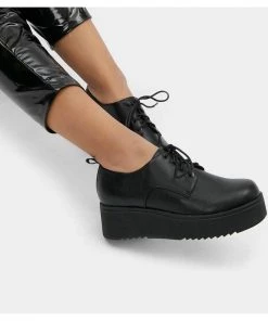 New In Koi Footwear Ramit PU Platform Creepers Black