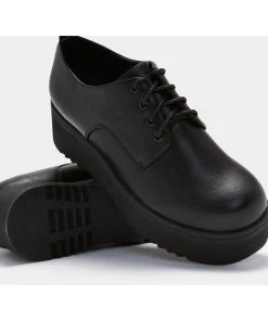 New In Koi Footwear Ramit PU Platform Creepers Black