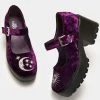 Koi Footwear Della Witchy Moon Mary Janes Velvet 60's Pumps Purple New In