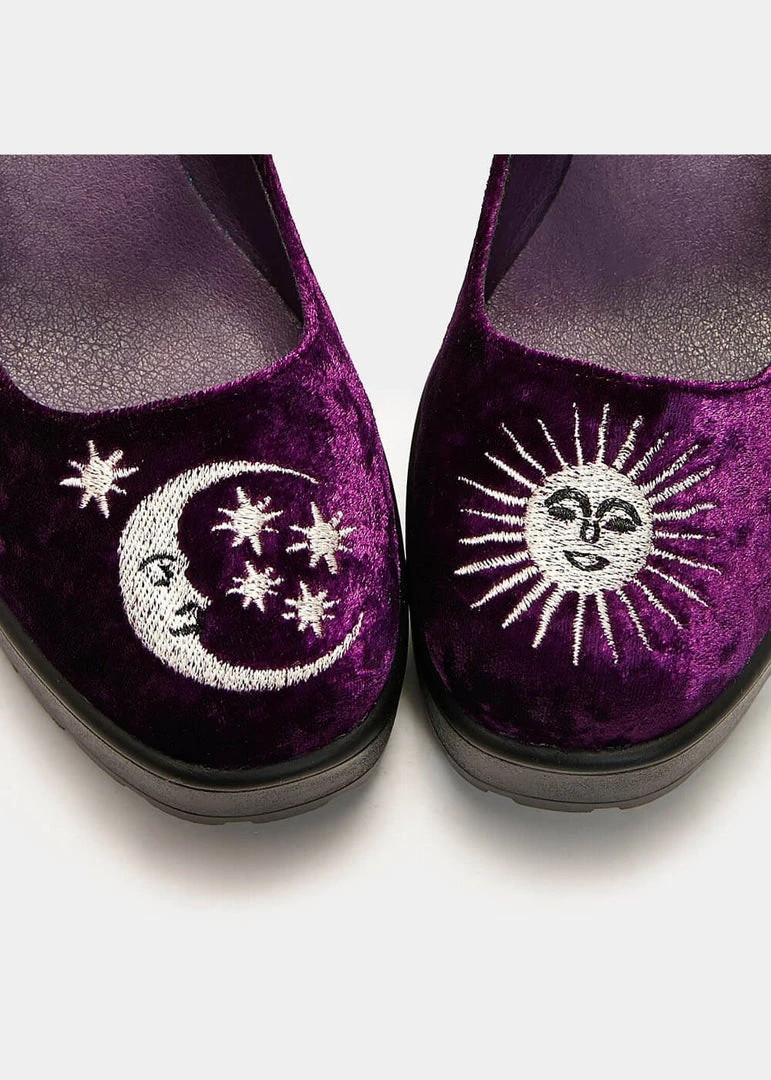 Koi Footwear Della Witchy Moon Mary Janes Velvet 60's Pumps Purple New In
