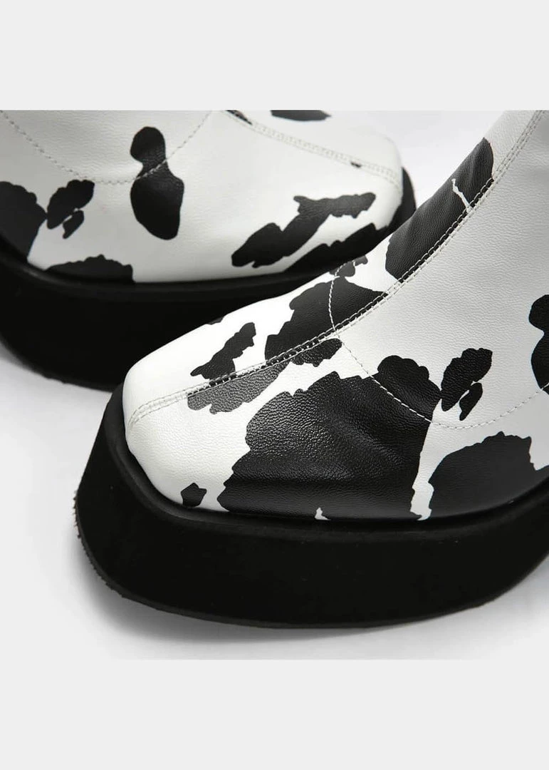 New In Koi Footwear Holy Cow 70's Platform Boot Black White