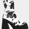 New In Koi Footwear Holy Cow 70's Platform Boot Black White