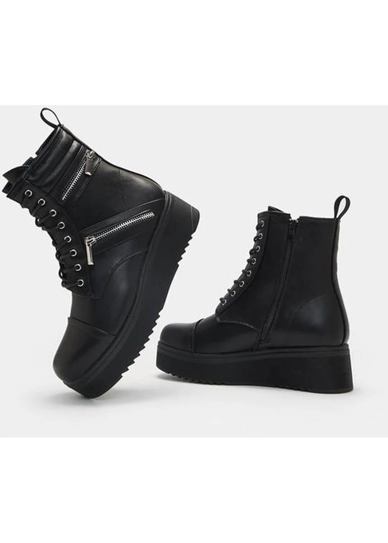 Koi Footwear Hoya Platform 80's Boots Black New In