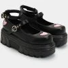 Koi Footwear Warrior Heart Platform Sandals Black Pink New In