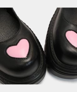 Koi Footwear Warrior Heart Platform Sandals Black Pink New In