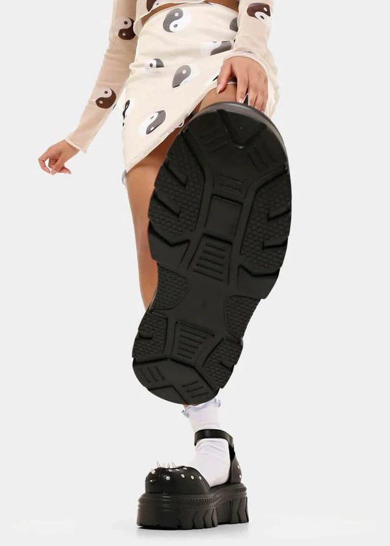 New In Koi Footwear Perfect Spike Platform Sandals Black