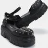 New In Koi Footwear Perfect Spike Platform Sandals Black