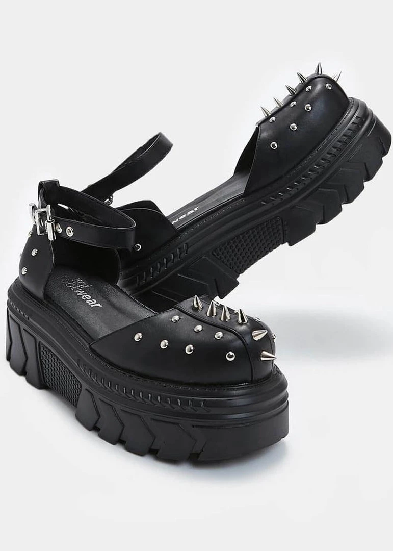 New In Koi Footwear Perfect Spike Platform Sandals Black
