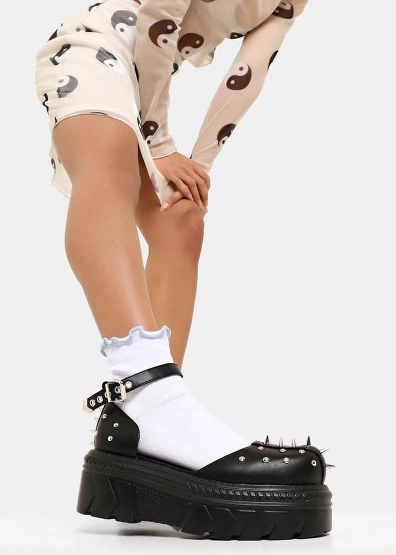 New In Koi Footwear Perfect Spike Platform Sandals Black