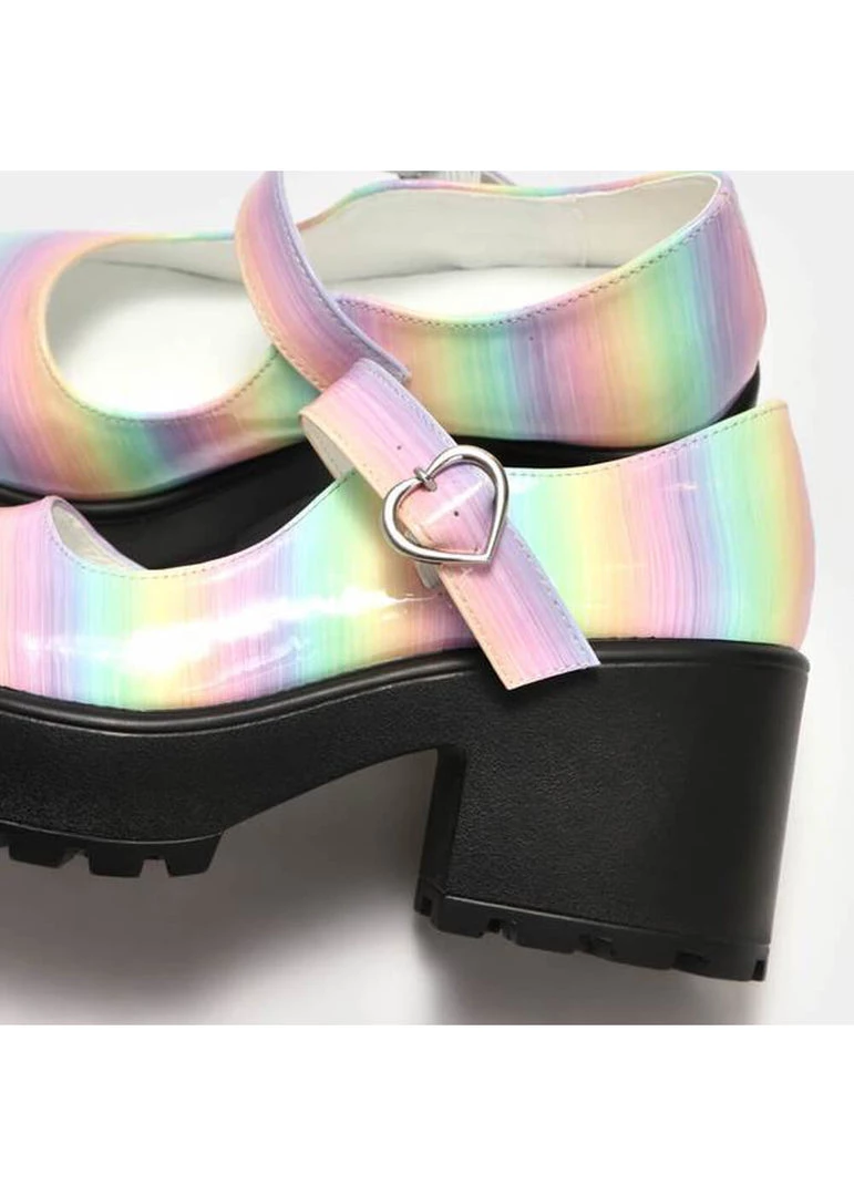 Koi Footwear Tira Candy Dreams Rainbow 60's Mary Janes Pumps Multicolour New In