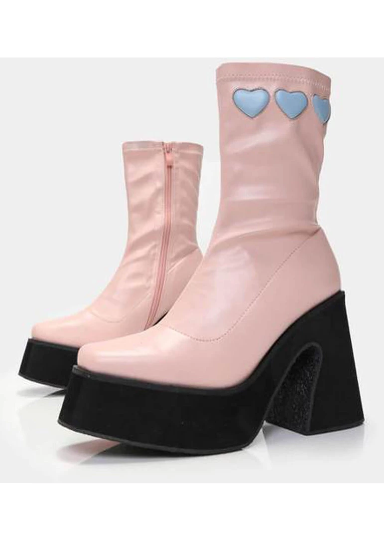 New In Koi Footwear Dolly Cloud Sweetheart 60's Boots Pink