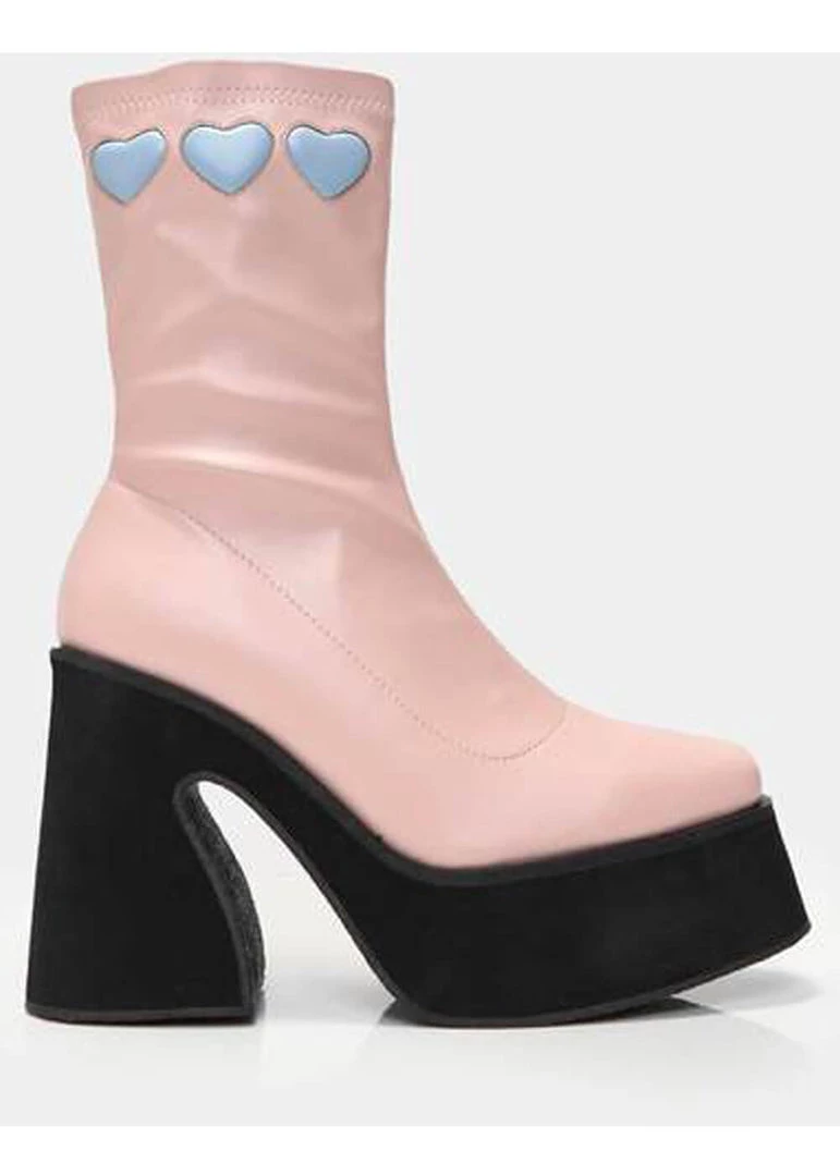 New In Koi Footwear Dolly Cloud Sweetheart 60's Boots Pink