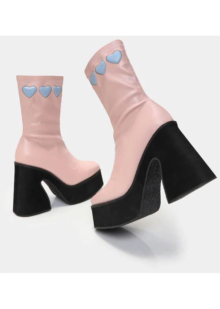 New In Koi Footwear Dolly Cloud Sweetheart 60's Boots Pink