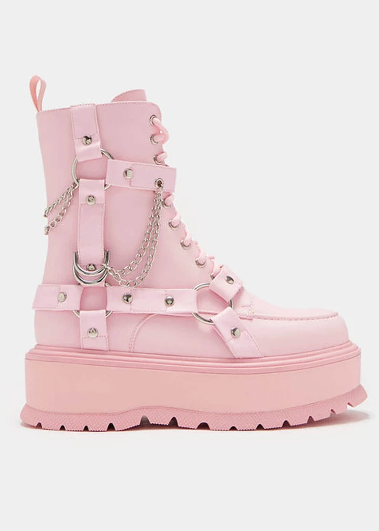 New In Koi Footwear Yami Pastel Platform Boots Pink