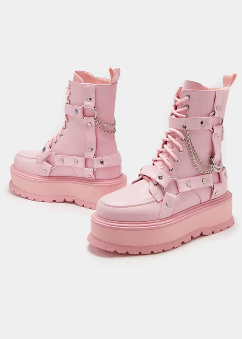New In Koi Footwear Yami Pastel Platform Boots Pink
