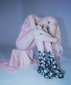 New In Koi Footwear Dead Silence Doll Heads 80's Platform Boots Black