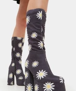 Koi Footwear Crazy Daisy 70's Platform Boots Black