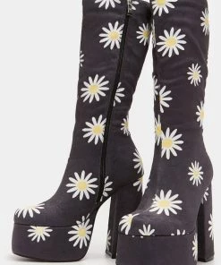 Koi Footwear Crazy Daisy 70's Platform Boots Black