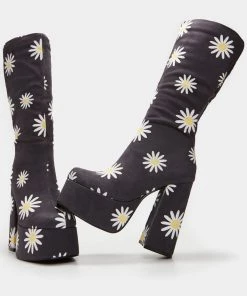 Koi Footwear Crazy Daisy 70's Platform Boots Black