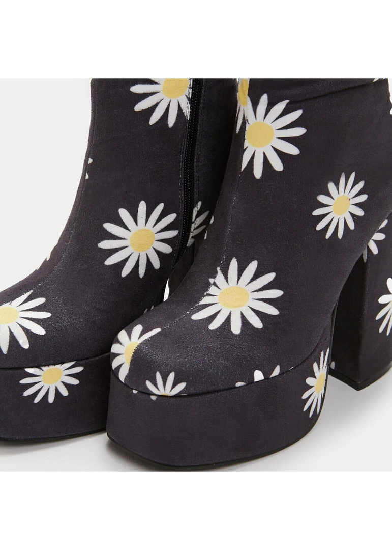 Koi Footwear Crazy Daisy 70's Platform Boots Black
