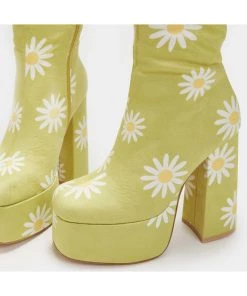 New In Koi Footwear Crazy Daisy 70's Platform Boots Green