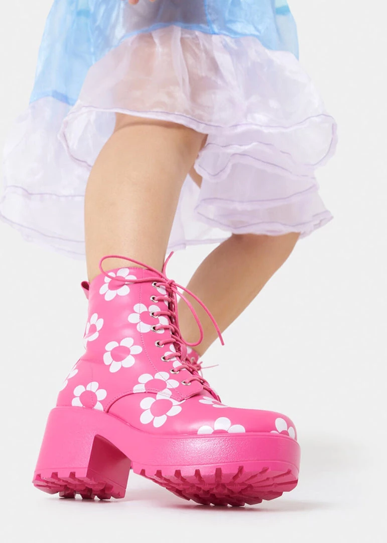 Koi Footwear Orchis Charm Flower Power 60's Boots Pink