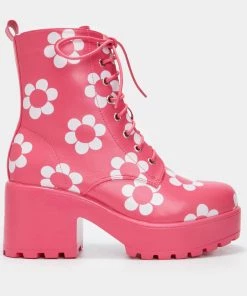 Koi Footwear Orchis Charm Flower Power 60's Boots Pink
