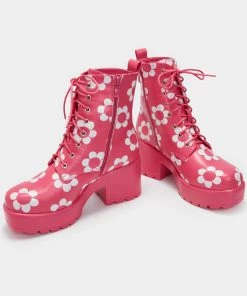 Koi Footwear Orchis Charm Flower Power 60's Boots Pink