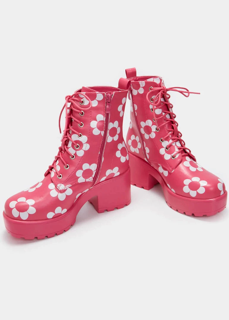 Koi Footwear Orchis Charm Flower Power 60's Boots Pink
