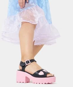 New In Koi Footwear Romance Rebel Heart Sandals Pink