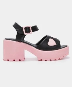 New In Koi Footwear Romance Rebel Heart Sandals Pink