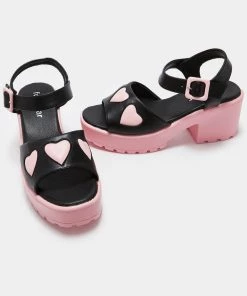 New In Koi Footwear Romance Rebel Heart Sandals Pink