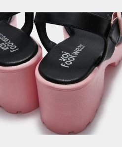 New In Koi Footwear Romance Rebel Heart Sandals Pink