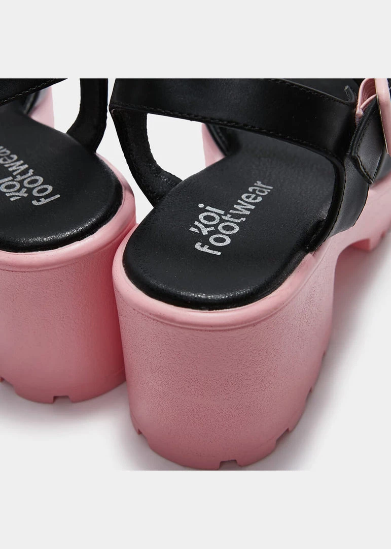 New In Koi Footwear Romance Rebel Heart Sandals Pink