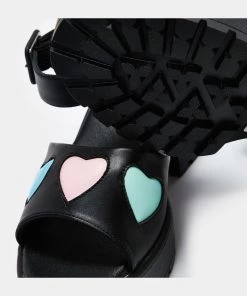 Koi Footwear Romance Rebel Heart Sandals Black New In