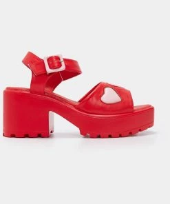 Koi Footwear Romance Rebel Heart Sandals Red