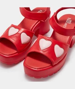 Koi Footwear Romance Rebel Heart Sandals Red
