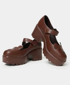 Koi Footwear Tira Prizzly Bear Mary Janes Pumps Brown New In