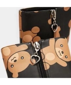 Koi Footwear Bungle Burden Teddy Bear 70's Platform Boots Black New In