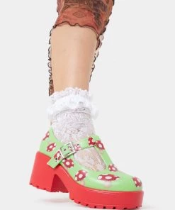 Koi Footwear Sai Toad Mushroom Mary Janes Pumps Green New In