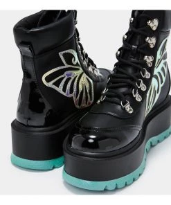 New In Koi Footwear Tooth Fairy's Intent Platform Boots Black