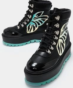 New In Koi Footwear Tooth Fairy's Intent Platform Boots Black