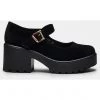 New In Koi Footwear Tira Suede Classic Mary Janes Pumps Black