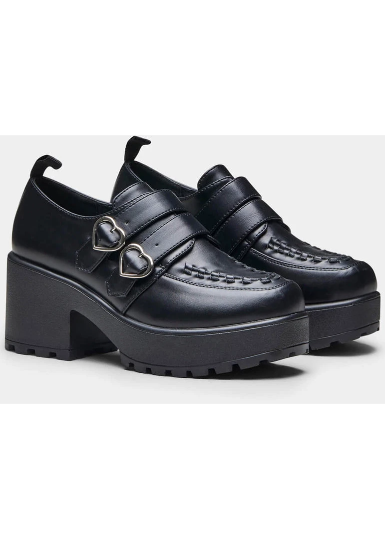 Koi Footwear Oxford Heart Platform Shoes Black