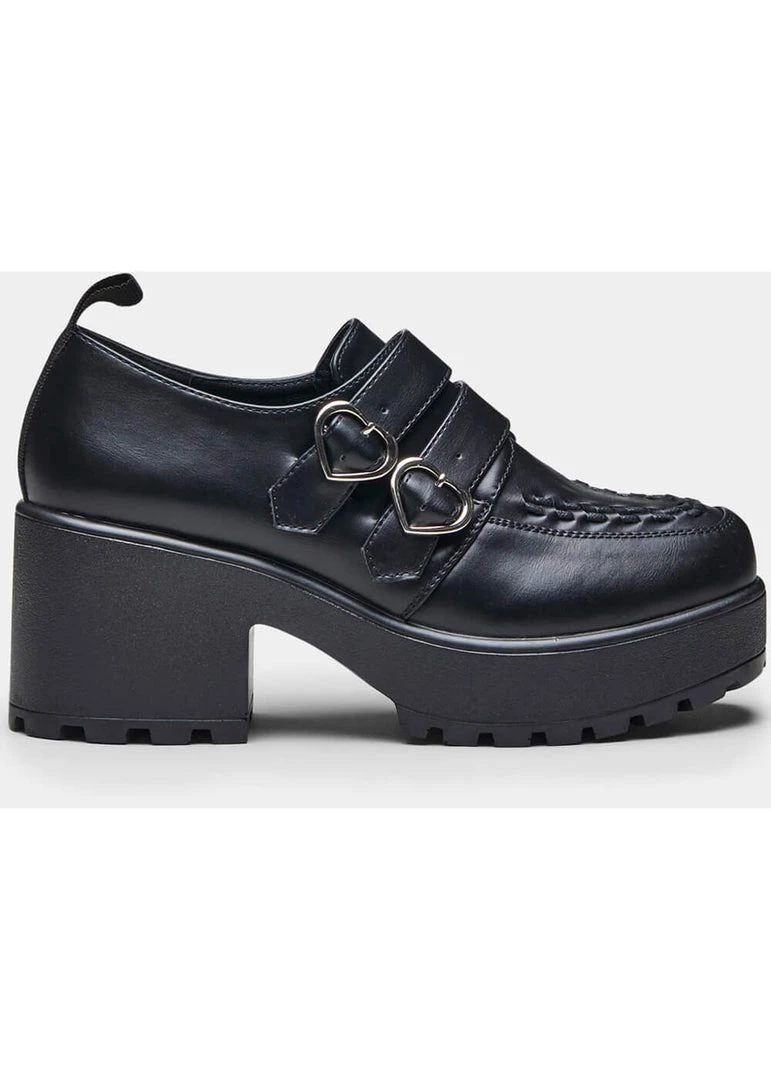 Koi Footwear Oxford Heart Platform Shoes Black
