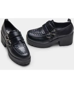 Koi Footwear Oxford Heart Platform Shoes Black